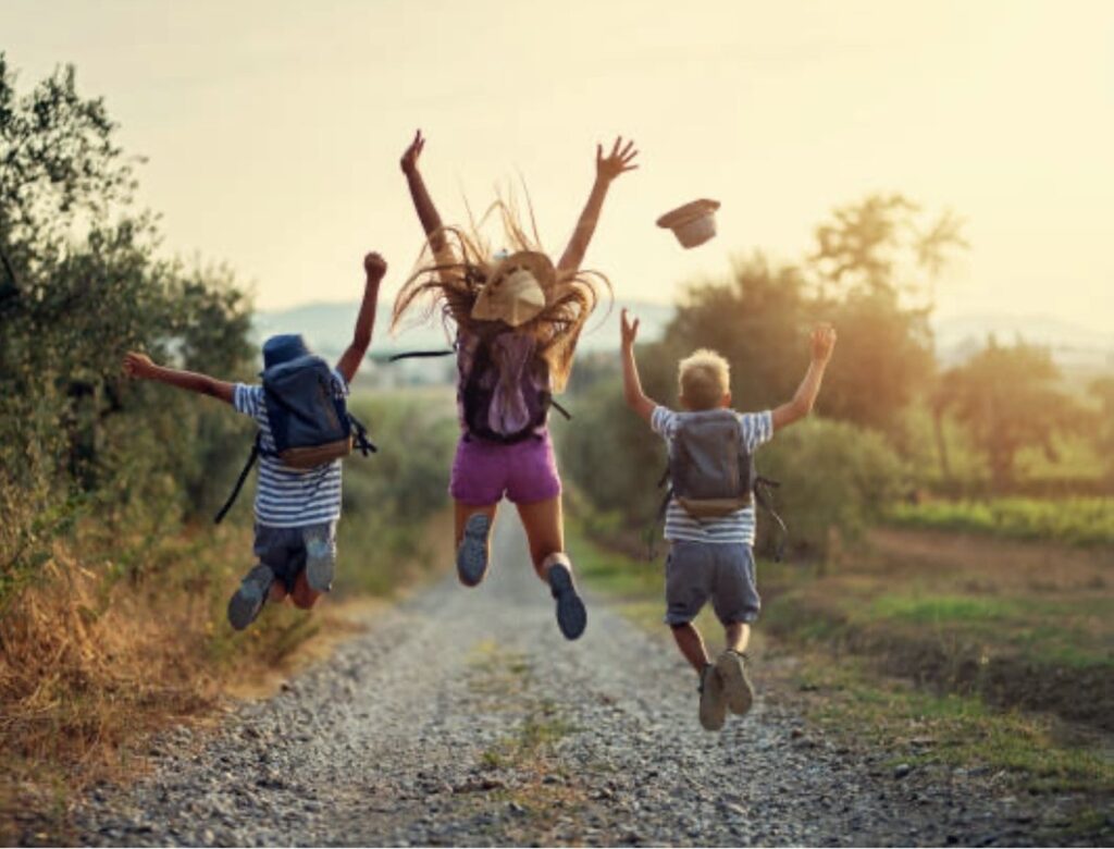 joyful children playing outdoors